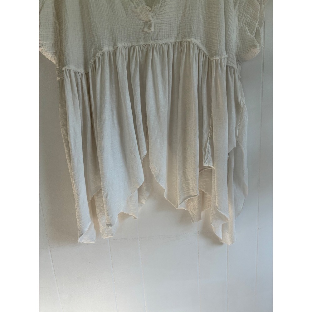 We The Free People White Cotton Gauze Tunic Top Oversized Boho Sharkbite Medium - Picture 2 of 8